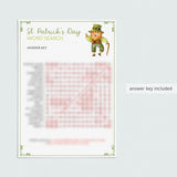 Printable St Patricks Word Search Game with Answers