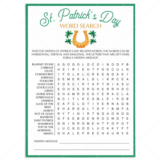 St. Patrick's Day Word Search Printable by LittleSizzle