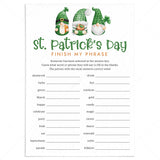 St Patrick's Party Game Printable Finish My Phrase by LittleSizzle