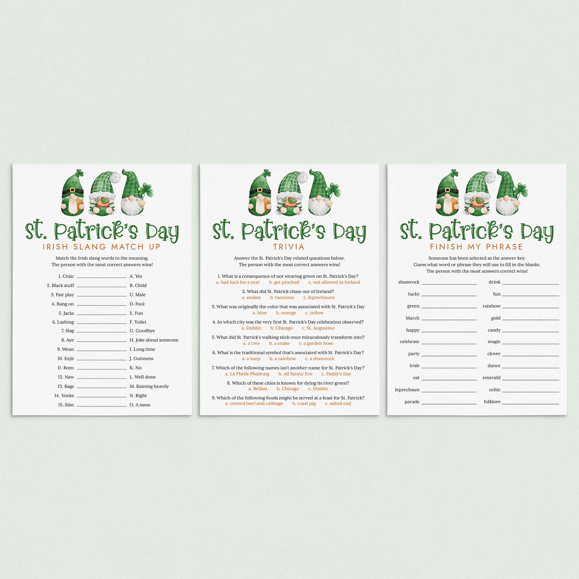 St Patrick's Party Games Bundle Printable by LittleSizzle