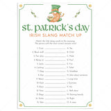 St Patrick's Party Game Irish Slang Match Up Printable by LittleSizzle