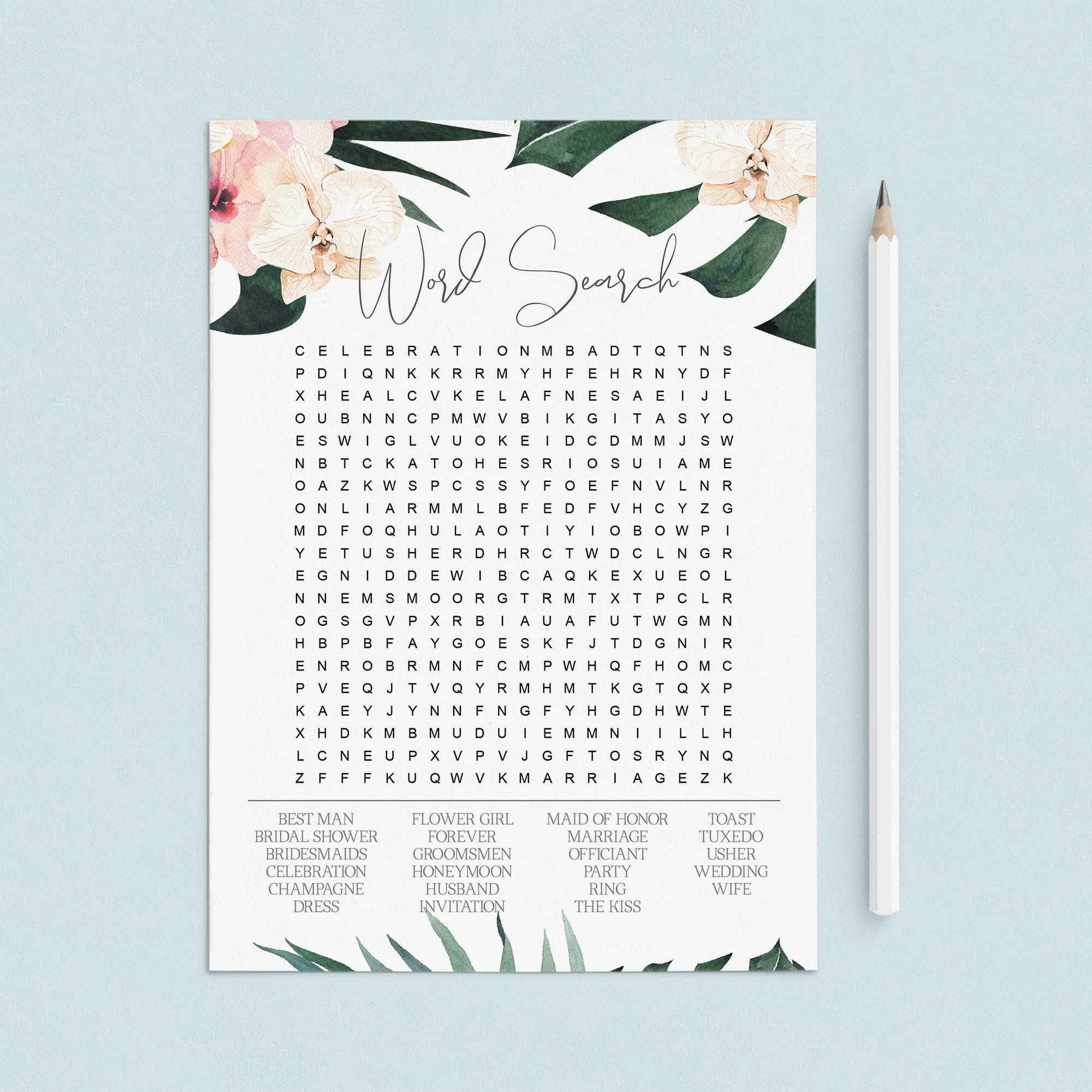 Summer Wedding Word Puzzle Game Printable by LittleSizzle