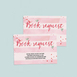 Pink watercolor baby shower book cards by LittleSizzle