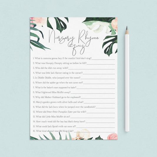Nursery Rhyme Quiz for Summer Baby Shower by LittleSizzle