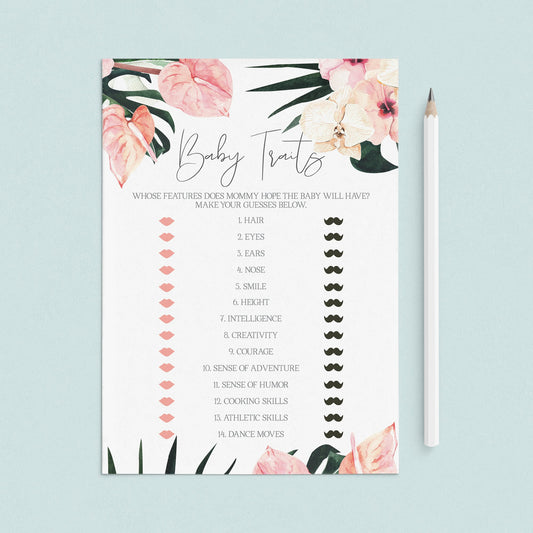 Summer Baby Shower Game Printable Baby Traits by LittleSizzle