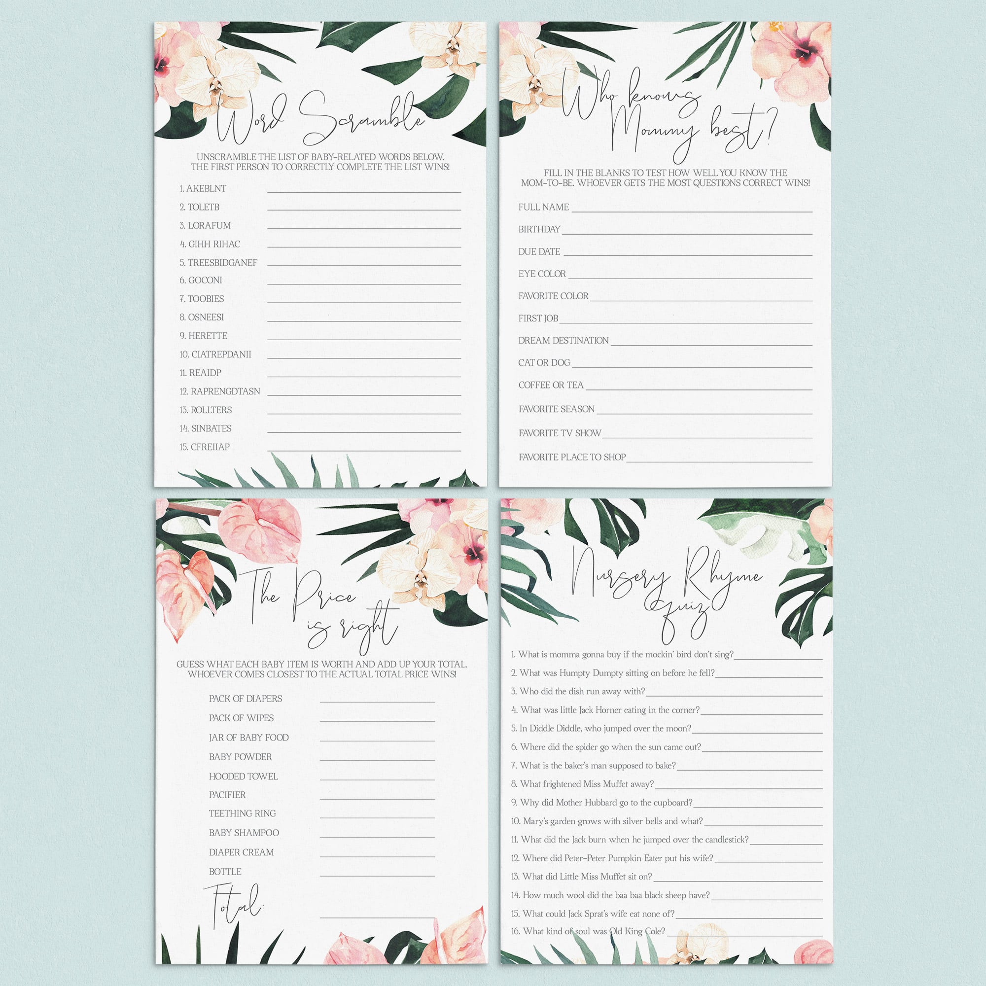 Summer Baby Shower Games Bundle Printable by LittleSizzle