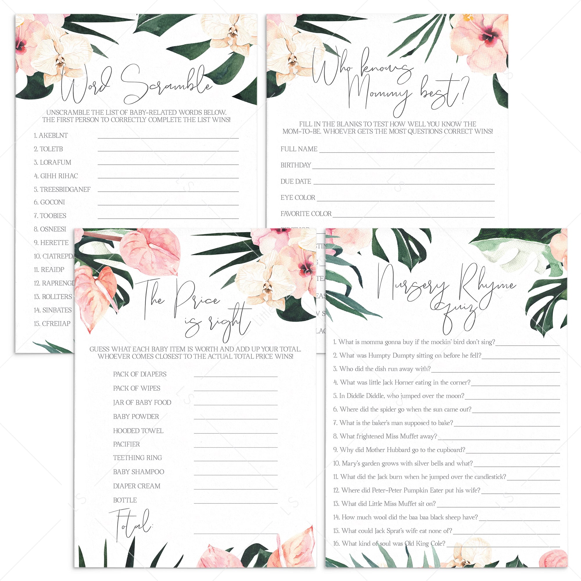 Summer Baby Shower Games Bundle Printable by LittleSizzle