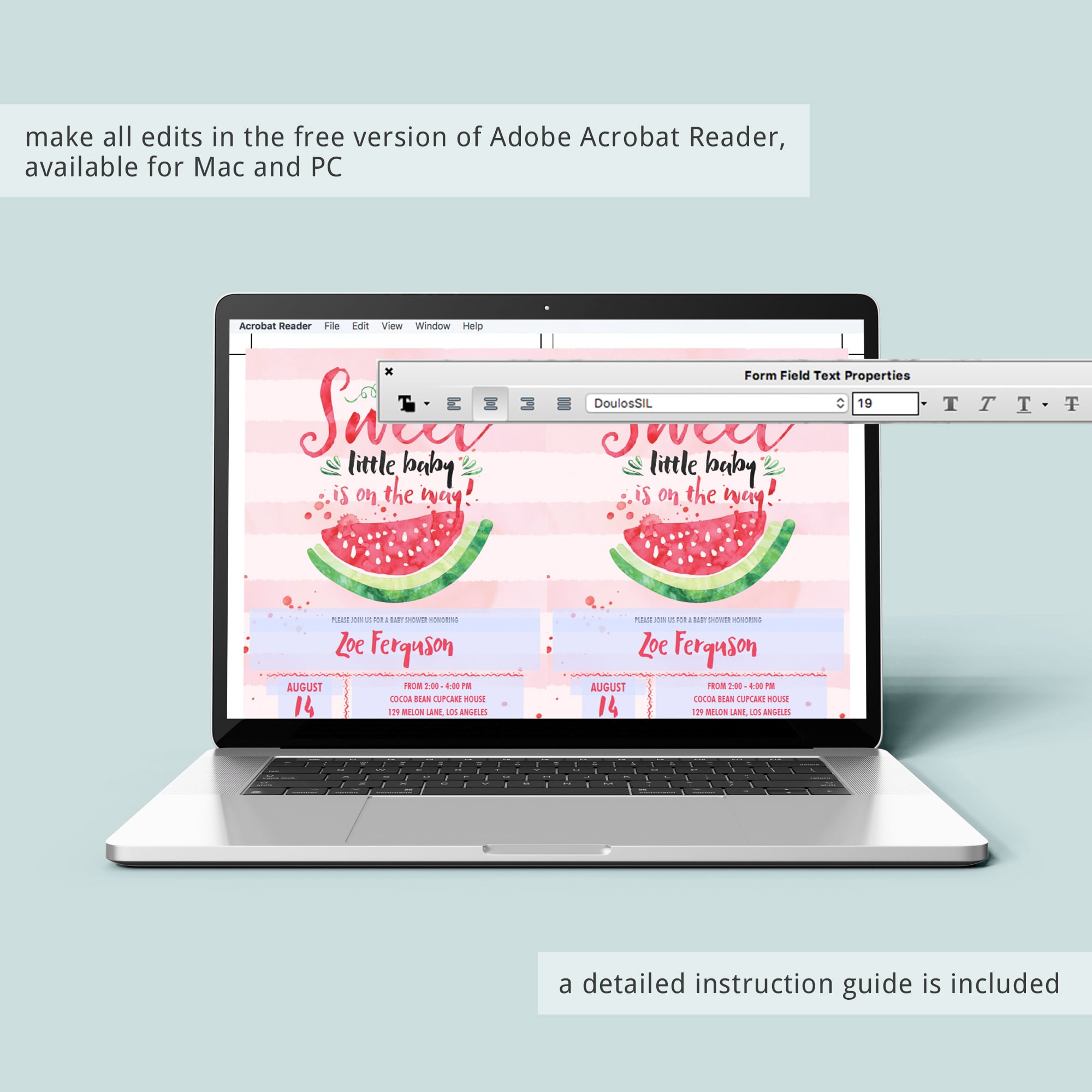 Summer baby girl shower invitation digital download by LittleSizzle