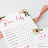 Watercolor pink and green tropical baby shower games by LittleSizzle