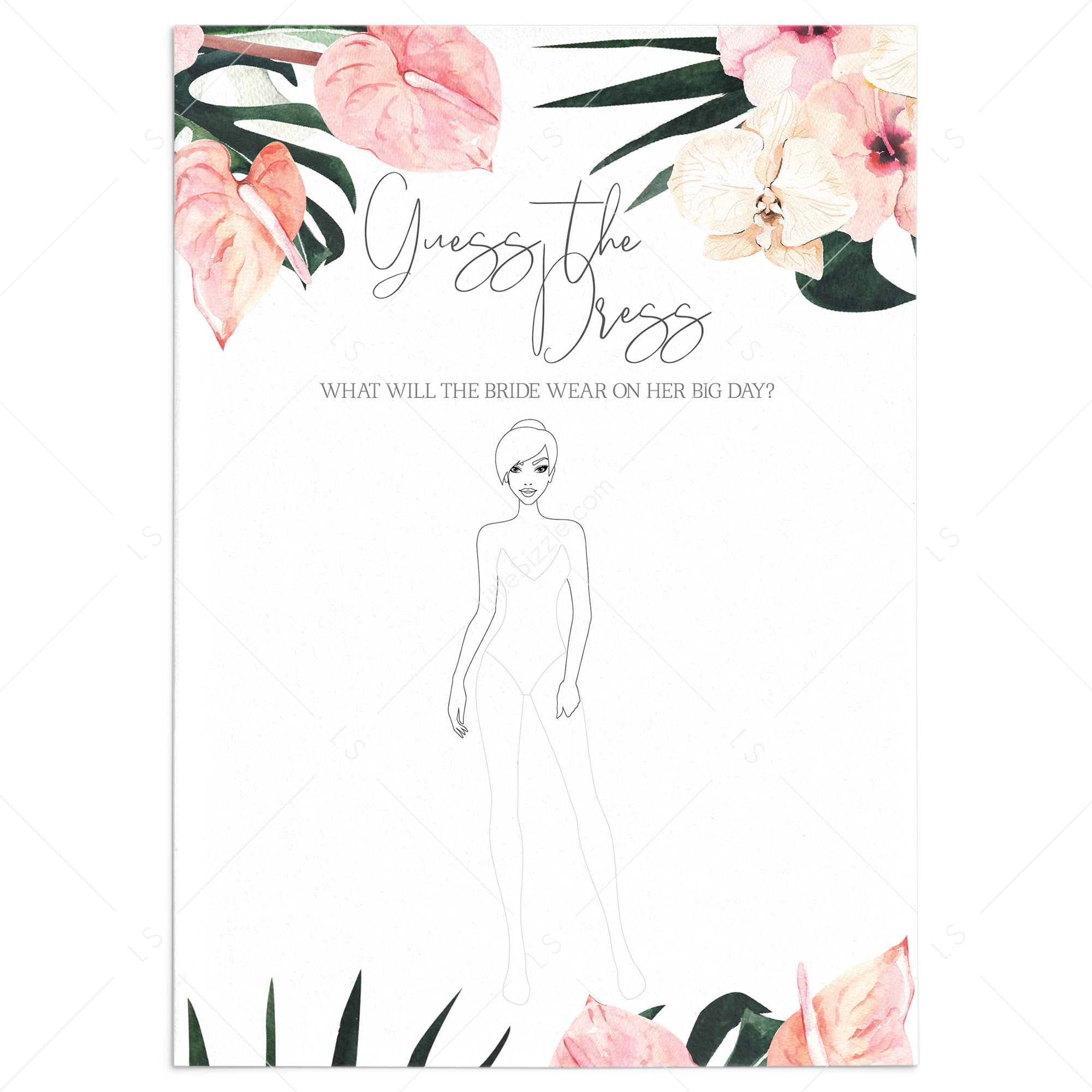 Fun Bridal Shower Activity Guess Her Dress Printable by LittleSizzle