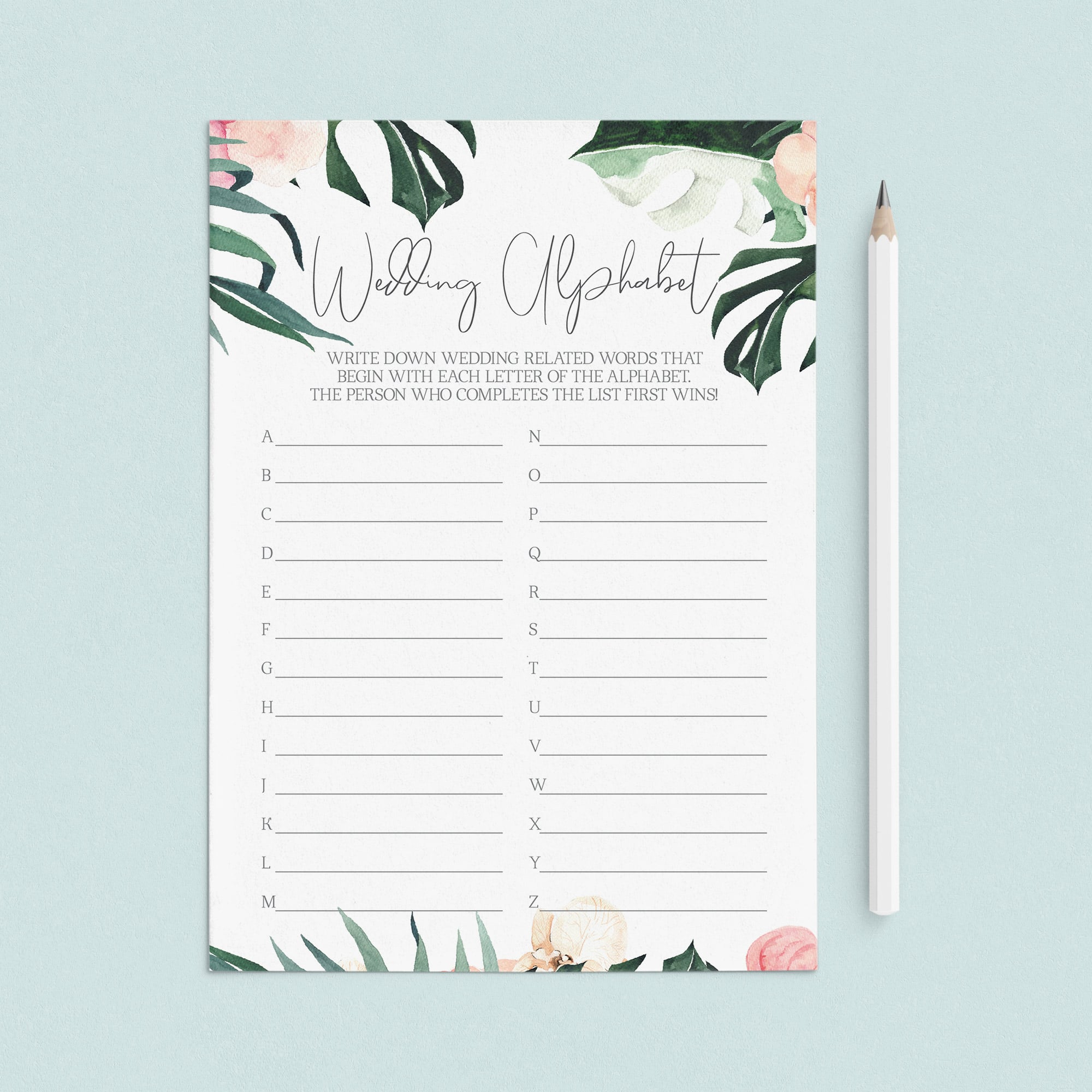 Summer Wedding Alphabet Game Printable by LittleSizzle