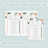 Bride vs Groom Game Template for Tropical Theme Bridal Shower