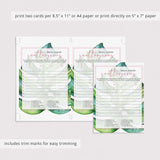green watercolor wedding shower scattergories quiz printable