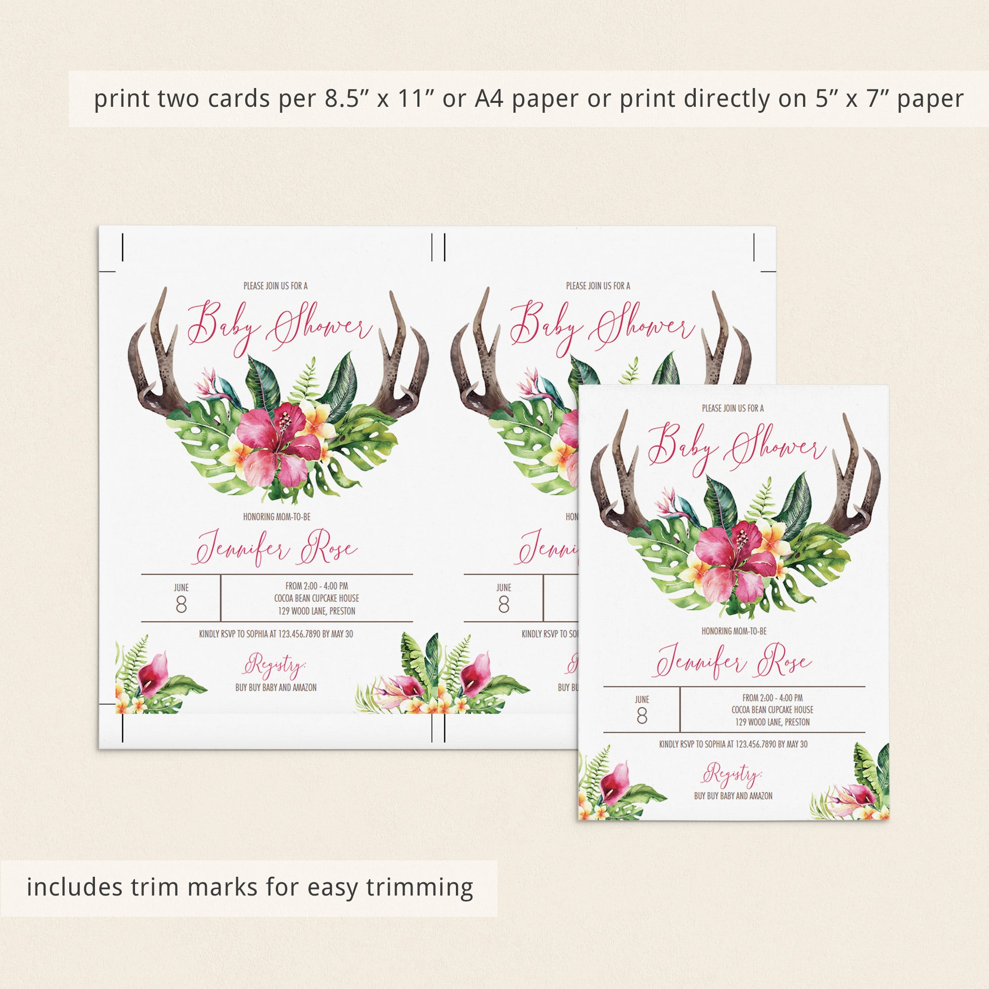 Bohemian baby shower invitation template for girls by LittleSizzle