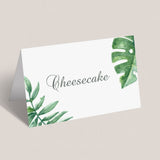 Buffet Card Template Botanical Leaves