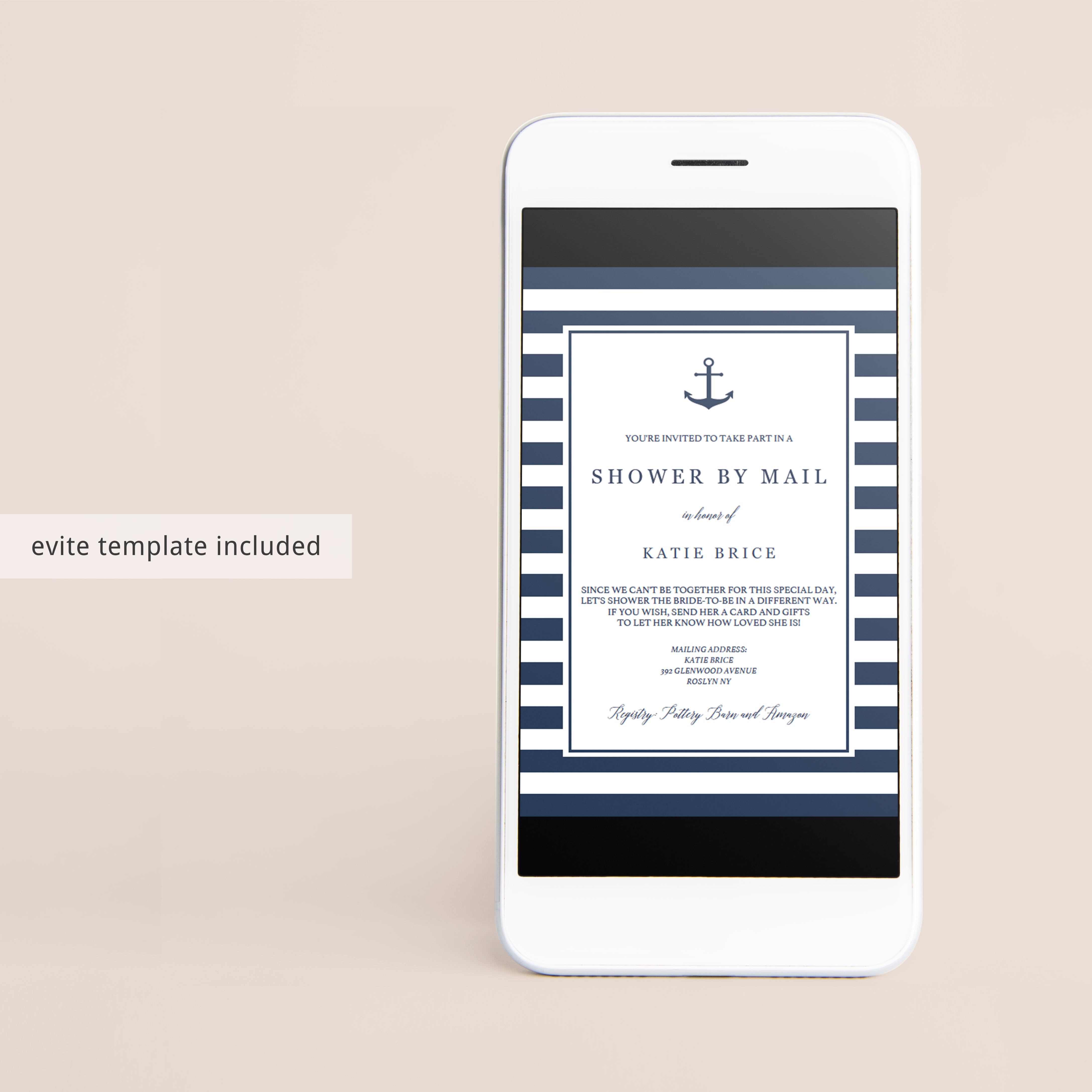 Blue and white shower by mail invites by LittleSizzle
