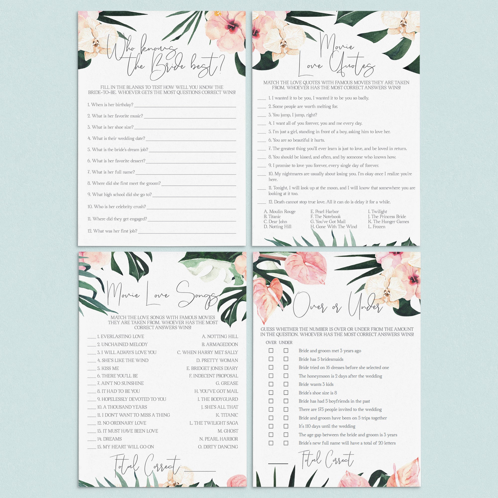 4 Botanical Bridal Shower Games Download by LittleSizzle