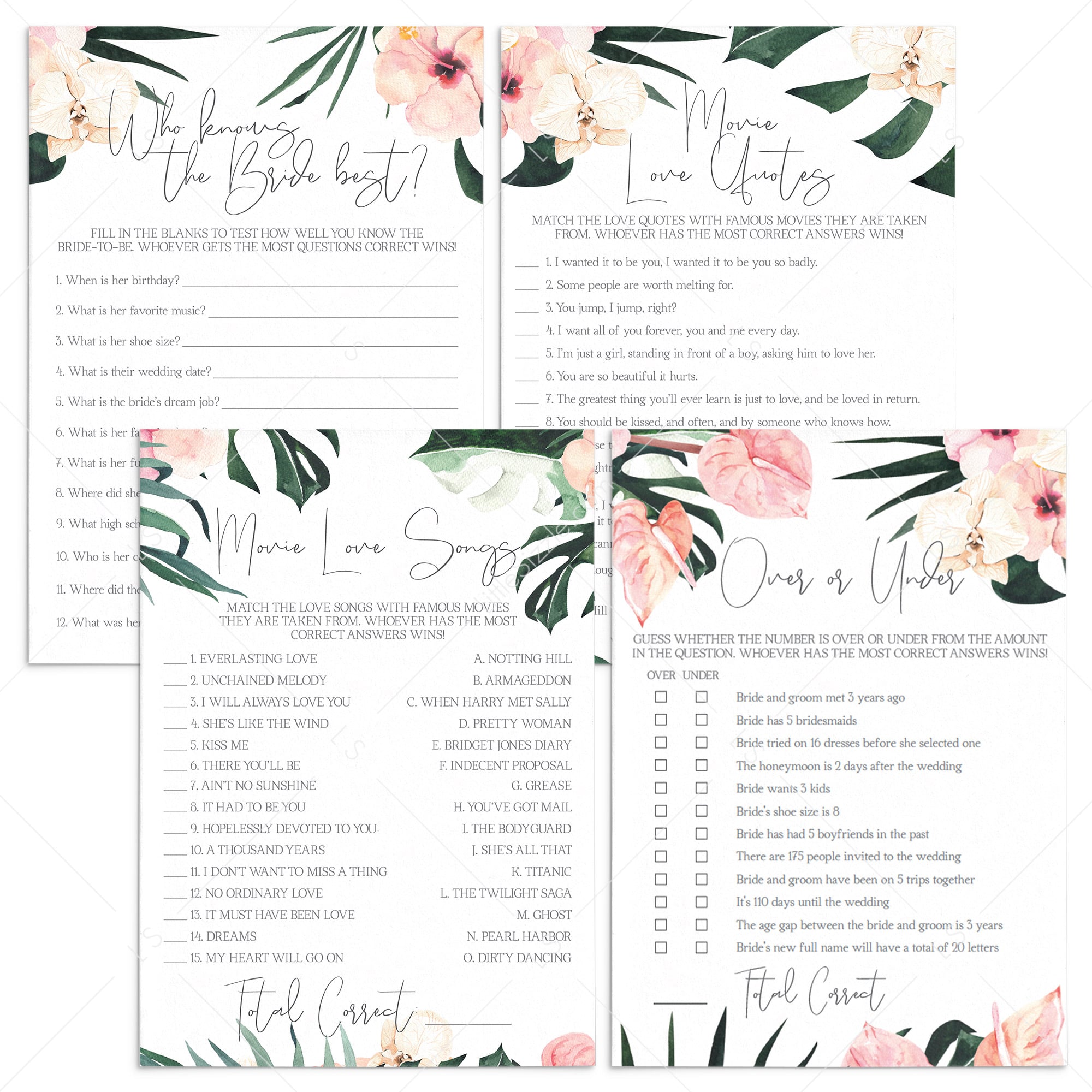 4 Botanical Bridal Shower Games Download by LittleSizzle