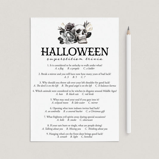 Printable Halloween Superstition Quiz with Answers by LittleSizzle