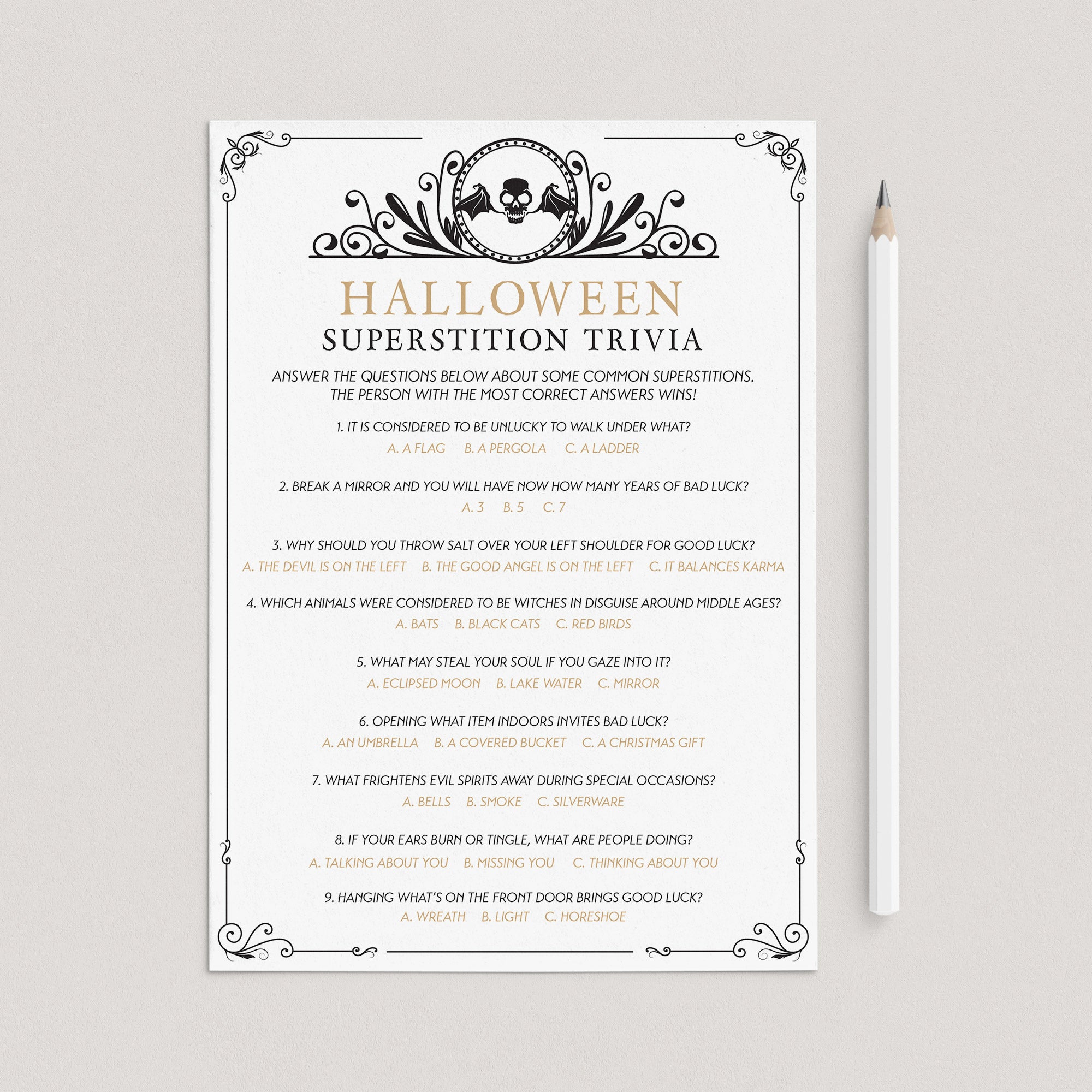 Black Skull Halloween Superstitions Quiz with Answers by LittleSizzle