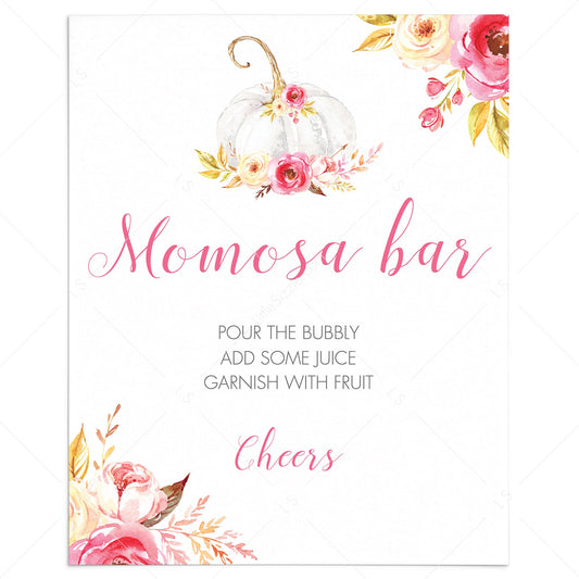 Sweet pumpkin baby shower momosa bar sign printable by LittleSizzle