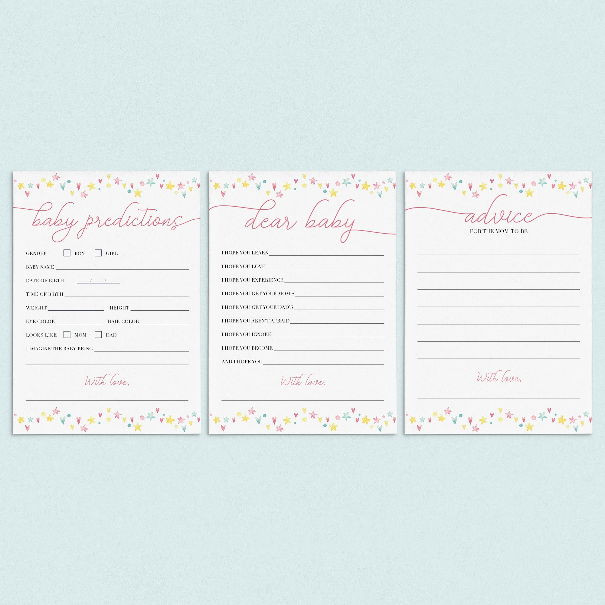 Rainbow baby shower activity pack printable by LittleSizzle