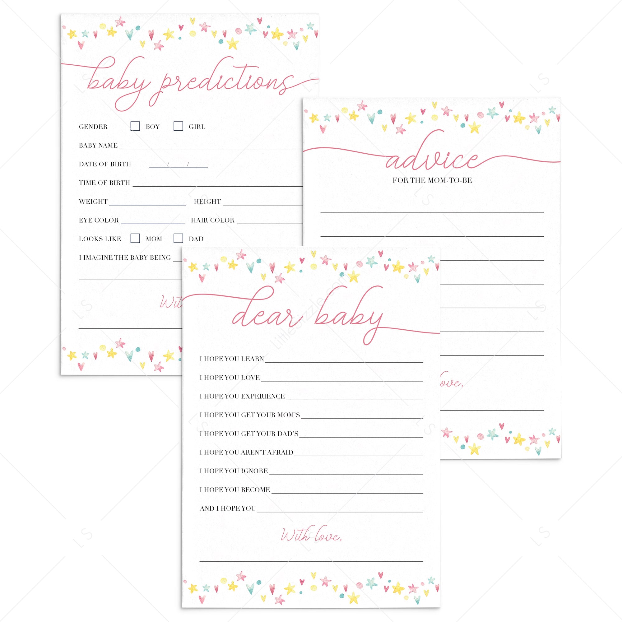 Rainbow baby shower activity pack printable by LittleSizzle