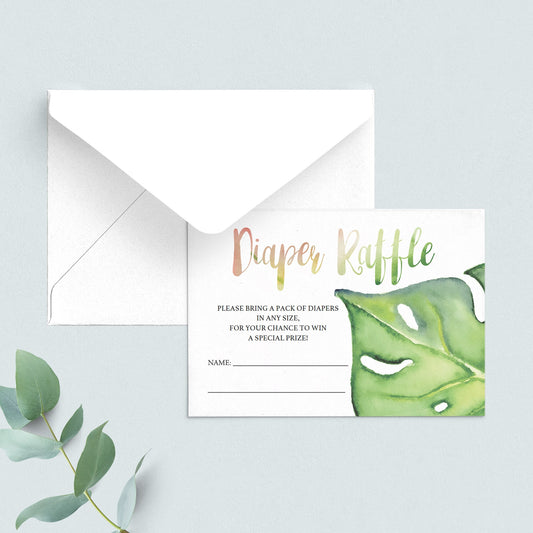 Editable PDF template for diaper raffle cards printable by LittleSizzle