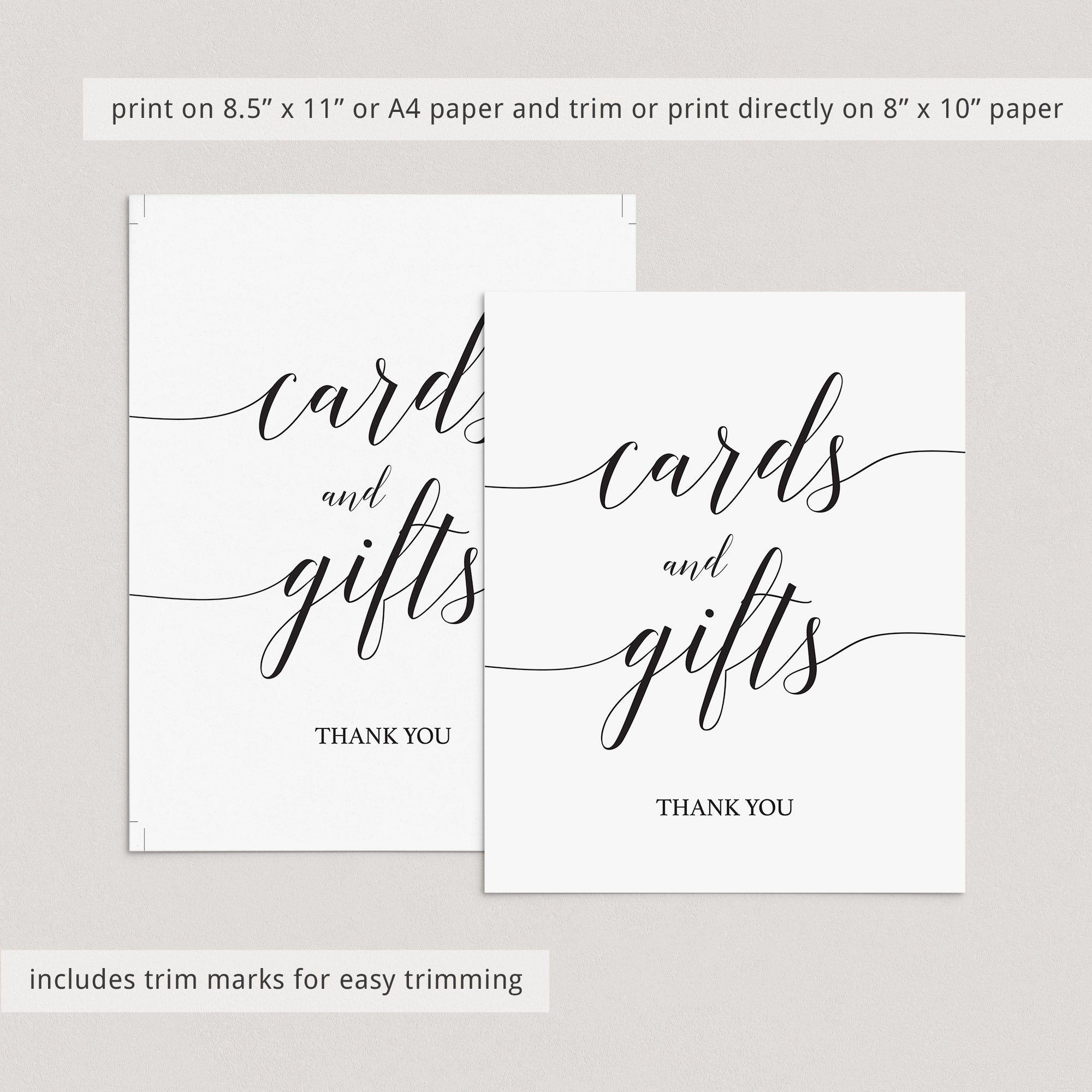 Simple cards and gifts table sign by LittleSizzle