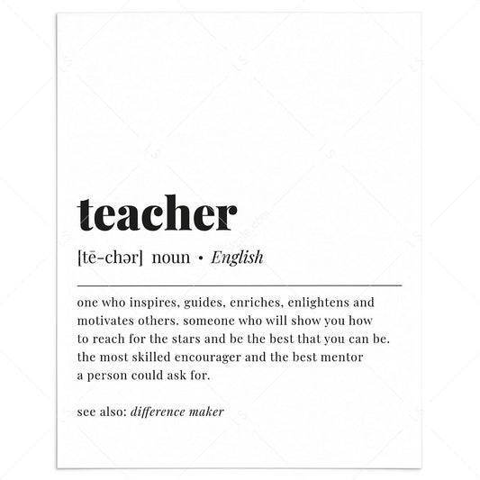 Teacher Definition Print Instant Download by LittleSizzle