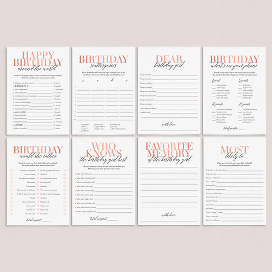 Teenage Girl Birthday Party Games Bundle Printable by LittleSizzle