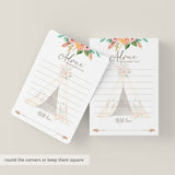 Tribal Baby Shower Advice Cards for New Parents
