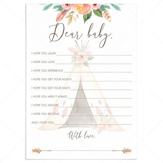 Tribal Baby Shower Wishes for Baby Card with Teepee by LittleSizzle
