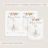 Baby Predictions Game for Tribal Theme Baby Shower