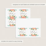 Watercolor Roses Thank You Card Printable