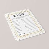 White and Gold Price is Right Baby Shower Printable