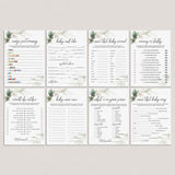 Greenery Gold Baby Shower Games Package Instant Download by LittleSizzle