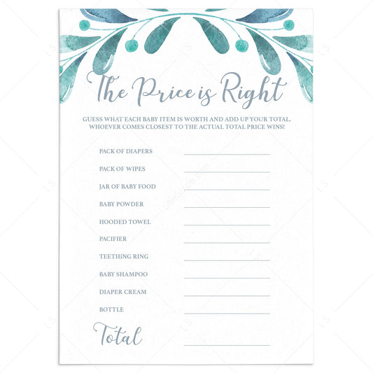 Teal and Gray Baby Shower Games The Price is Right by LittleSizzle