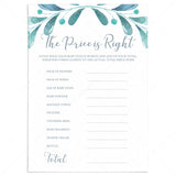 Teal and Gray Baby Shower Games The Price is Right by LittleSizzle