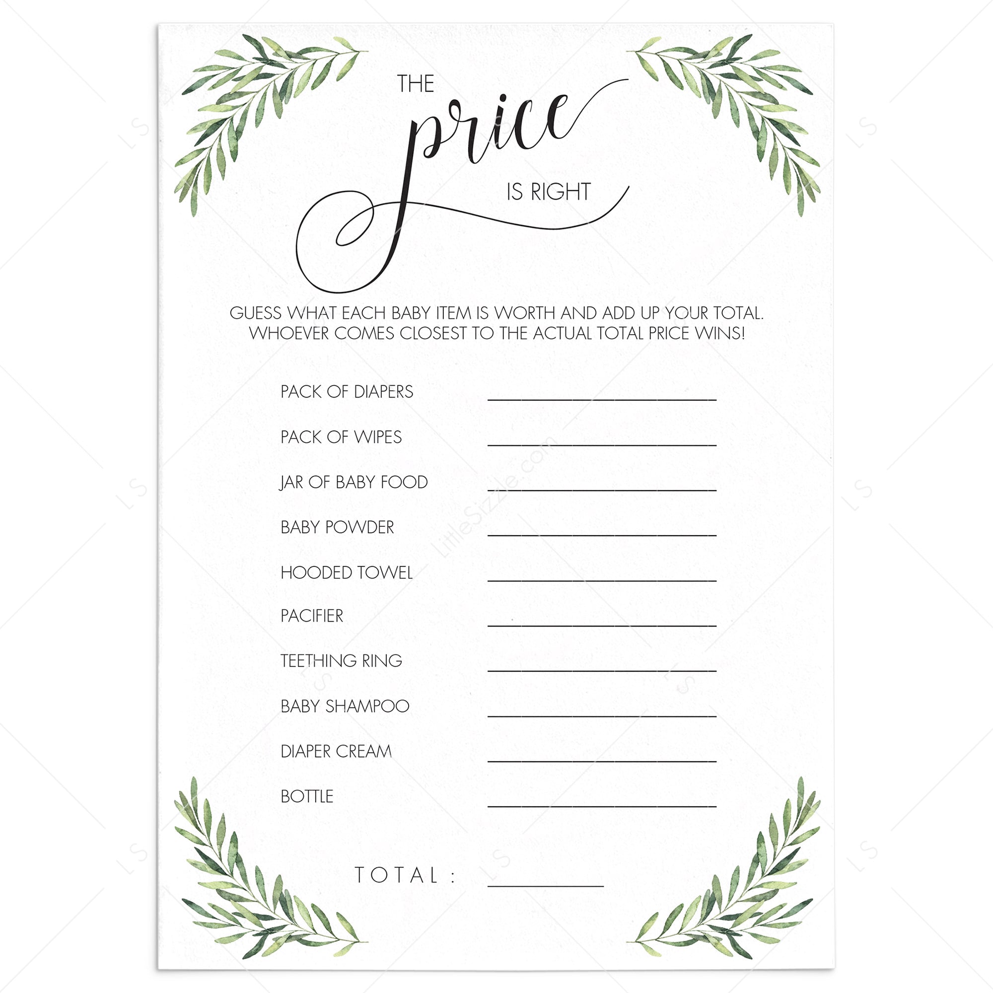 Instant Download Baby Shower Game The Price Is Right by LittleSizzle