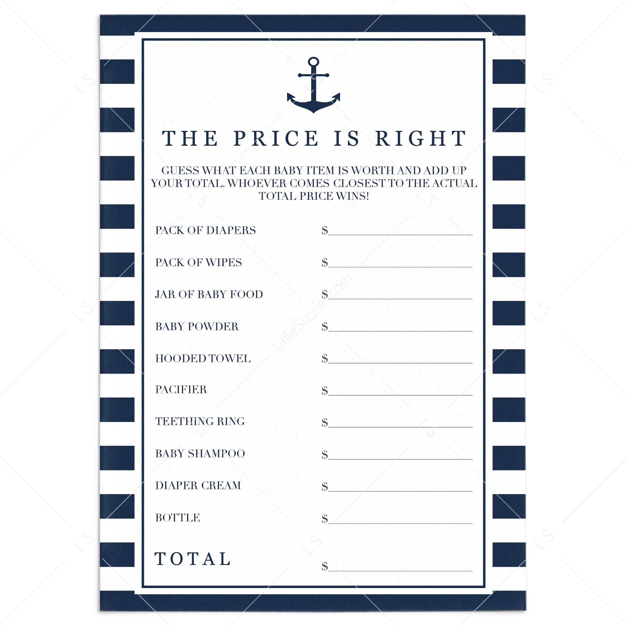 The Price is Right game cards for boy baby shower by LittleSizzle