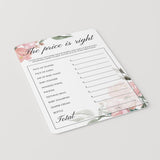 Floral Watercolor Baby Shower Price is Right Printable