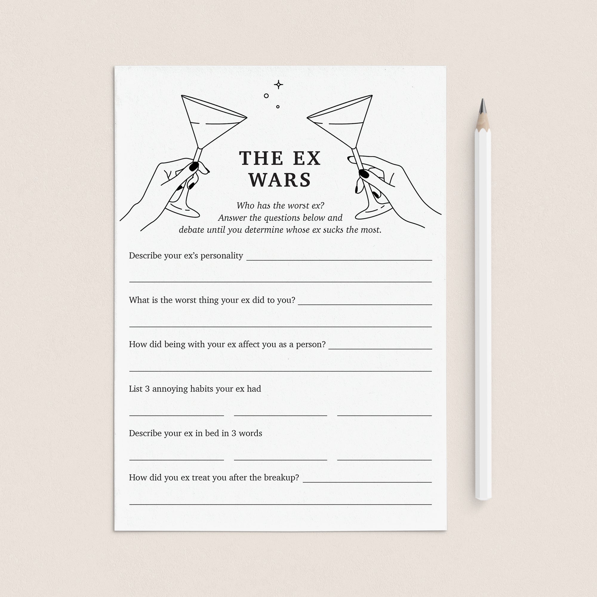 Ladies Divorce Party Game The Ex Wars by LittleSizzle
