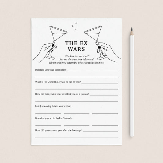 Ladies Divorce Party Game The Ex Wars by LittleSizzle