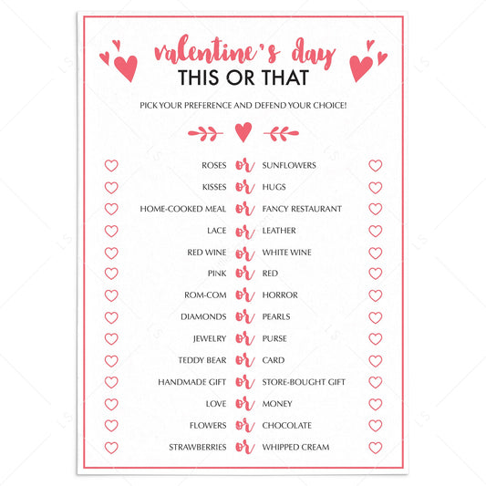 Valentine's Day Would You Rather Game for Adults by LittleSizzle