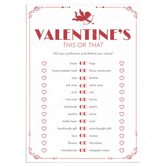Vintage Cupid Valentine's Printable This or That Game by LittleSizzle
