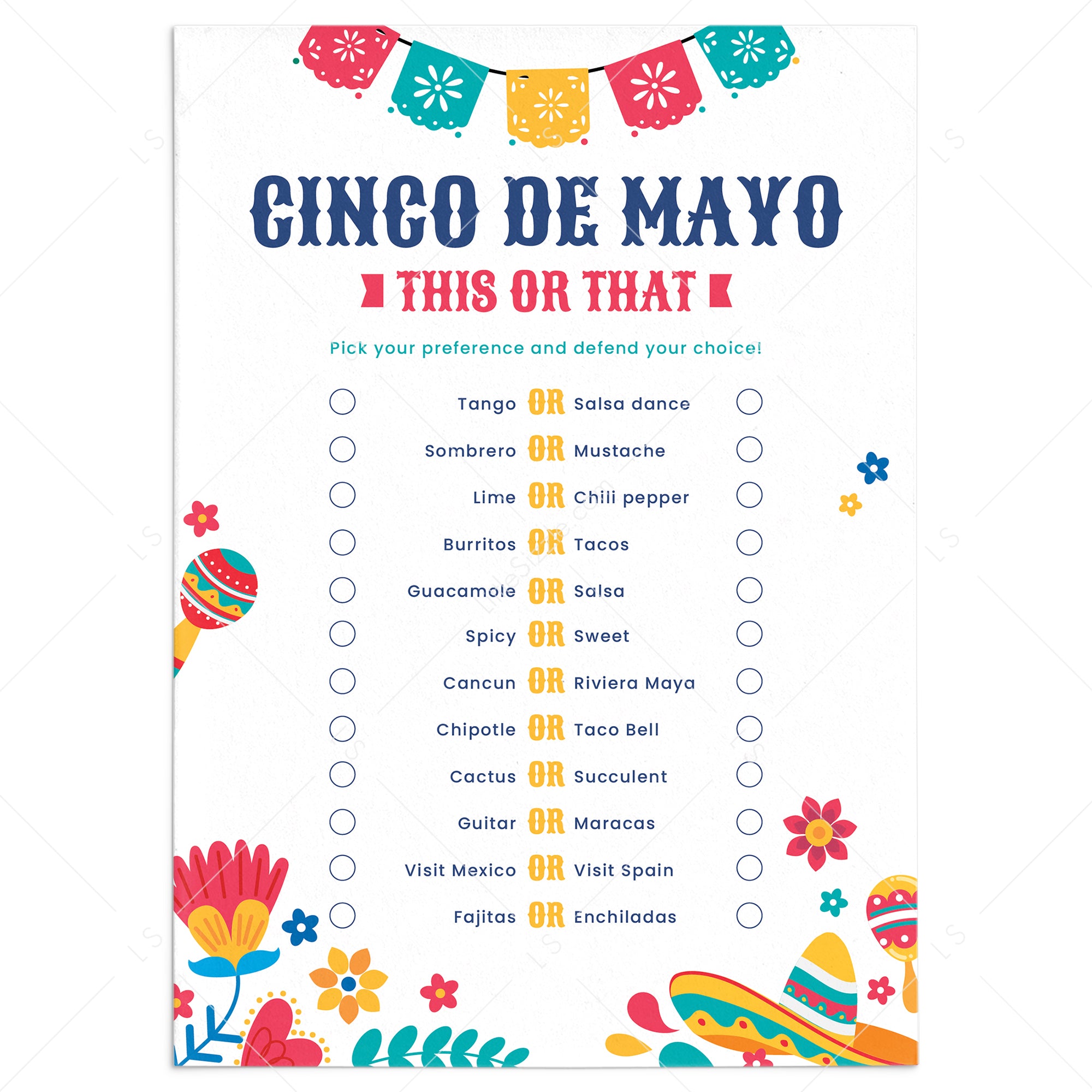 Cinco De Mayo Printable Game Spanish Drink If Adult 