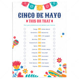 Cinco de Mayo Party Game This or That Printable by LittleSizzle