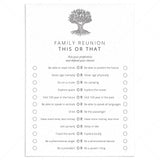 Printable Family Reunion Would You Rather This or That Questions by LittleSizzle