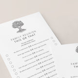 Printable Family Reunion Would You Rather This or That Questions